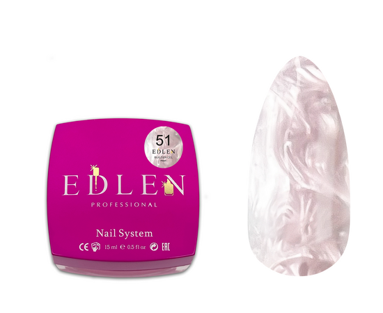 EDLEN. Builder gel Pearl #51, 15 ml. Гель для нарощування з перламутром #1