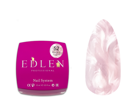 EDLEN. Builder gel Pearl #52, 15 ml. Гель для нарощування з перламутром #1