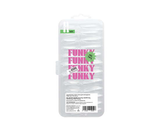 ADORE. Funky Gel Tips, MIX, 240 pcs. Гелеві тіпси, мікс форм #1
