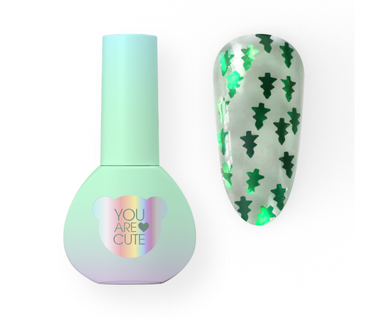You Are Cute. Winter Wish Top Coat, #2, 5 ml. Прозорий топ з ялинками #1