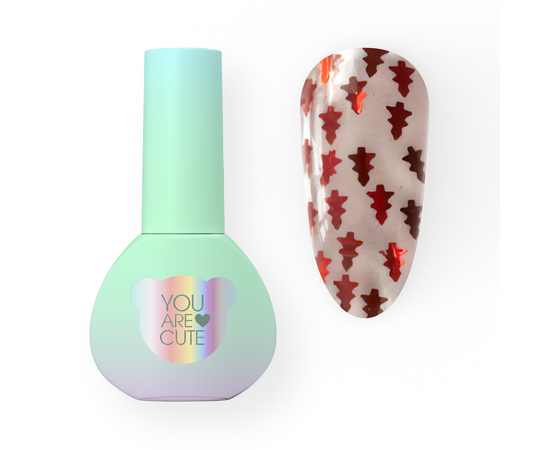 You Are Cute. Winter Wish Top Coat, #3, 5 ml. Прозорий топ з ялинками #1