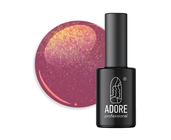 ADORE. Cat's Eye Gel Polish, #U-02, 8 ml. Гель-лак "котяче око"-хамелеон, бордово-сливовий  із бронзовим відблиском #1