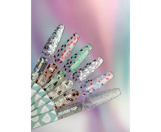 You Are Cute. Winter Wish Top Coat, #1, 5 ml. Прозорий топ з ялинками #4