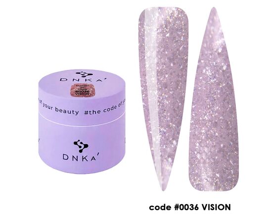 DNKa’. Builder Gel Vision #0036, 15 ml, гель для моделювання з блискітками #1