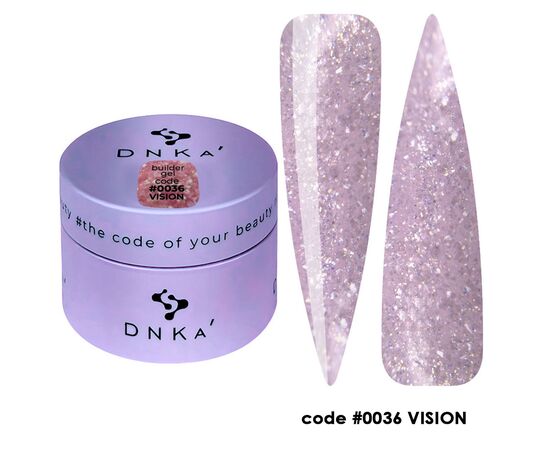 DNKa’. Builder Gel Vision #0036, 30 ml, гель для моделювання з блискітками #1