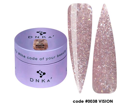 DNKa’. Builder Gel Vision #0038, 30 ml, гель для моделювання з блискітками #1