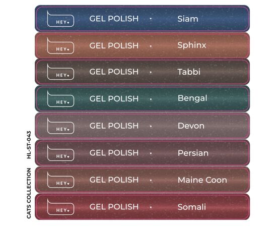 HEYLOVE. Набір наклейок для демонстраційних тіпс. Gel polish, Cats collection #1