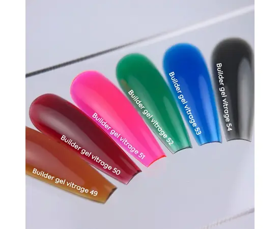 NOTD. Vitrage Builder Gel, #52, 15 ml. Вітражний гель для нарощування, зелений #7