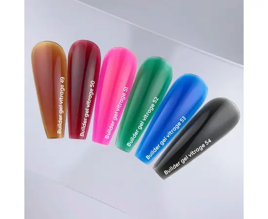 NOTD. Vitrage Builder Gel, #50, 15 ml. Вітражний гель для нарощування, червоний #6