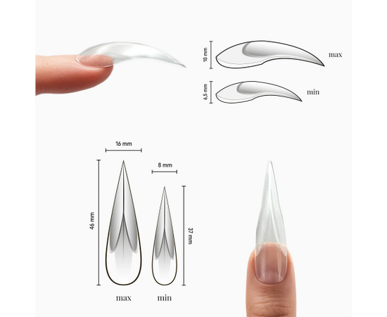 ADORE. Dual nail forms Type 7, Cat's claw, Extra high, 120 pcs. Верхні форми, котячі кігті #3