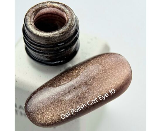 NOTD. Gel Polish "Cat eye" #10, 6 ml, гель-лак "котяче око" коричневий із золотистим переливом #2