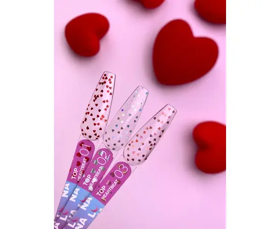 LUNAmoon. Heartbeat Top Coat, №1, 13 ml, топ з дрібними червоними сердечками #3