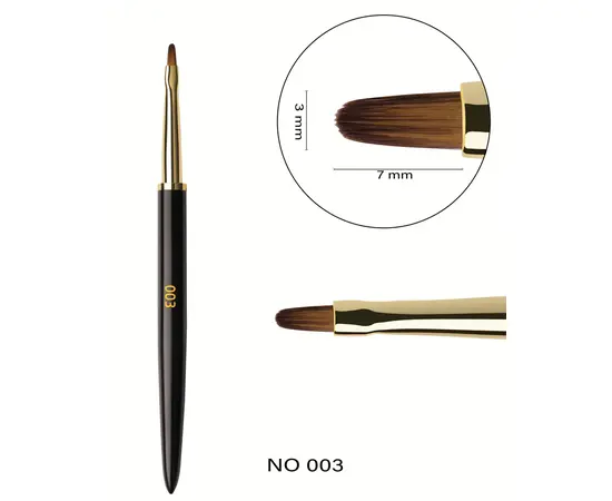 F.O.X. Art Brush, #003, 7 mm. Пензлик для дизайну нігтів "Язичковий" #3