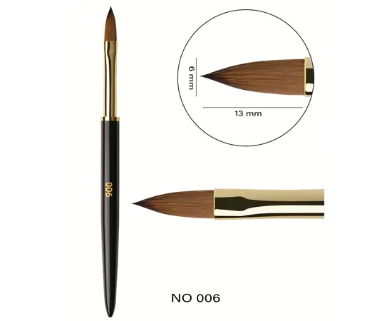 F.O.X. Art Brush, #006, 11 mm. Пензлик для викладки гелю "Пелюстковий для акригелю" #3