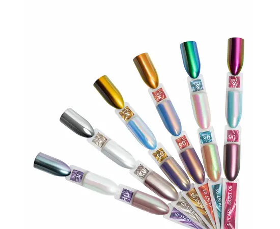 F.O.X. "Pearl Dust" SET Powder and base+top, 6 pcs, Набір втирок, 6 шт та база+топ 2в1 #2