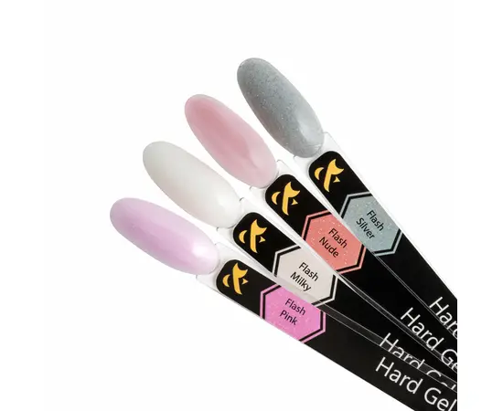 F.O.X. Hard Gel, 15 ml, Flash Silver. Рідкий гель для моделювання нігтів з шимером #2