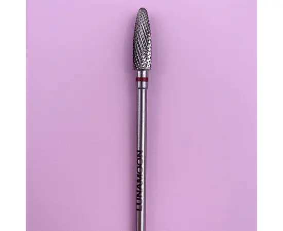 LUNAmoon. Carbide nail bit, corn, Soft Red, 4 mm. Фреза твердосплавна потоншена "Кукурудза", червона #2