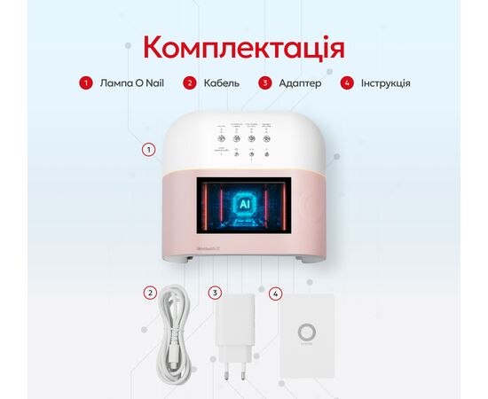 ONAIL. Artificial Intelligence Nail Lamp, Pink. Лампа зі штучним інтелектом, рожева #13