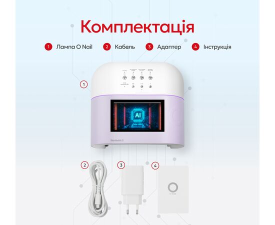 ONAIL. Artificial Intelligence Nail Lamp, Purple. Лампа зі штучним інтелектом, фіолетова #13