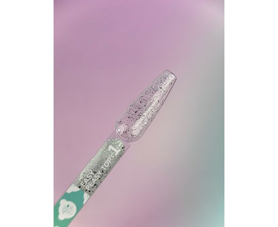 You Are Cute. Easy Peasy Top Coat, #1, 5 ml, прозорий топ зі срібною поталлю #3