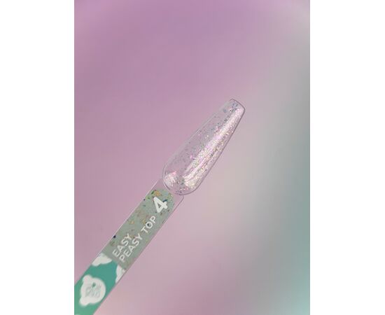 You Are Cute. Easy Peasy Top Coat, #4, 5 ml, прозорий топ з кольоровою поталлю #3