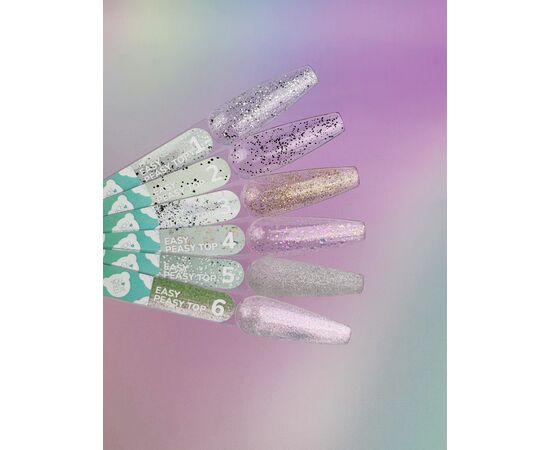 You Are Cute. Easy Peasy Matte Top Coat, #5, 5 ml, матовий топ зі срібним шимером #4