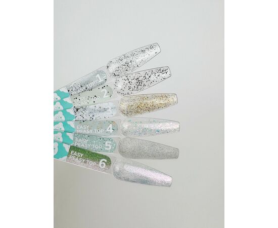 You Are Cute. Easy Peasy Top Coat, #4, 5 ml, прозорий топ з кольоровою поталлю #5