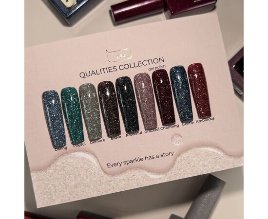 HEYLOVE. Reflective Gel Polish, GRACEFUL, 15 ml, гель-лак, припилено-рожевий зі срібними світловідбиваючими частинками #2