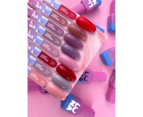 УЦІНКА / LUNAmoon. Light Acrygel #35 Mauve pink, 30 ml, рідкий гель, бузково-рожевий #6