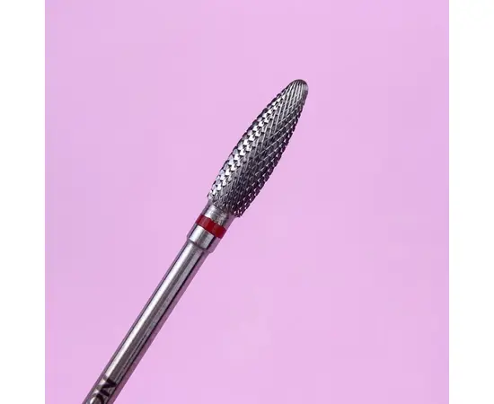 LUNAmoon. Carbide nail bit, corn, Soft Red, 4 mm. Фреза твердосплавна потоншена "Кукурудза", червона, для лівші #4