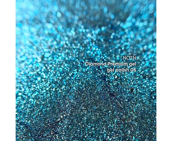 УЦІНКА / NOTN Гель-лак Diamond Premium №05, 5 ml, блакитний з дрібною металевою поталлю #4