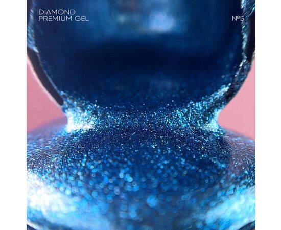 УЦІНКА / NOTN Гель-лак Diamond Premium №05, 5 ml, блакитний з дрібною металевою поталлю #2