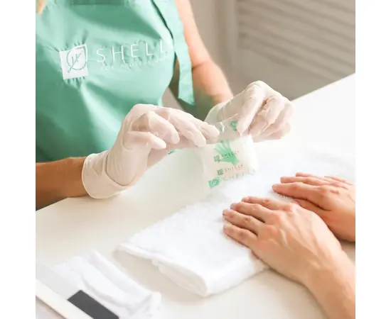 SHELLY. SET. Cream Gloves for manicure, 10 pcs. Набір кремових рукавичок, 10 шт. #6