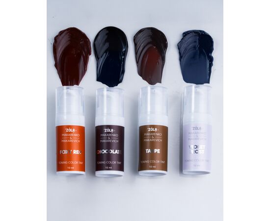 ZOLA x Makarenko x Makarevich. Eyebrow Toning Color Tint, Violet Frost , 10 ml. Тонуюча фарба для брів, нейтралізація жовтого підтону #6