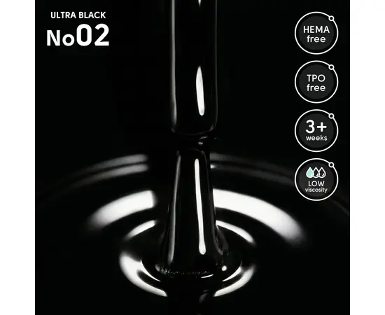SHELLY. Gel Polish #02, Ultra Black, 12 ml. Гель лак #2