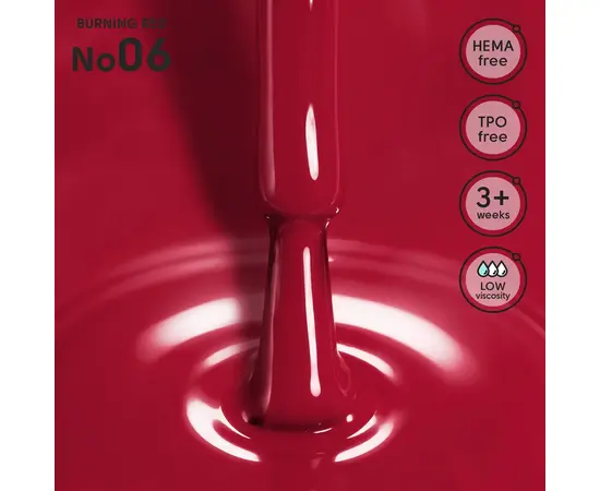SHELLY. Gel Polish #06, Burning Red, 12 ml. Гель лак #2
