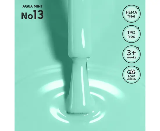 SHELLY. Gel Polish #13, Aqua Mint, 12 ml. Гель лак #2