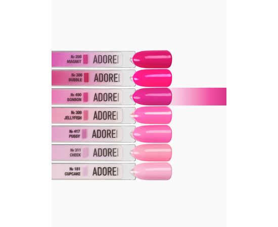ADORE. Gel Polish, #490, Bonbon, 12 ml. Гель-лак, екстра рожевий #3