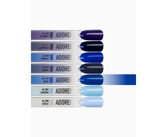 ADORE. Gel Polish, #170, Blue, 12 ml. Гель-лак, класичний синій #4
