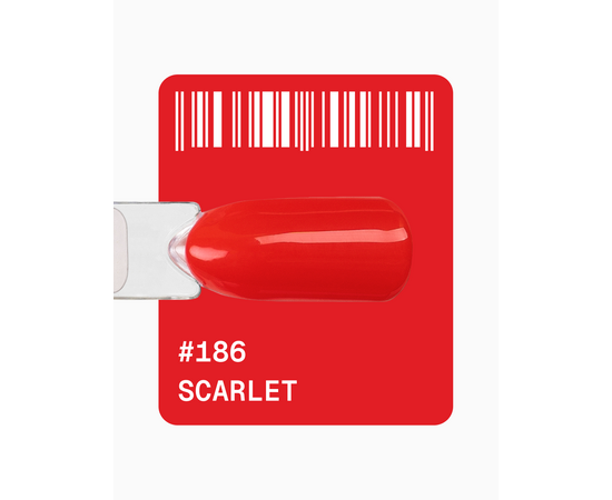 ADORE. Gel Polish, #186, Scarlet, 12 ml. Гель-лак, соковитий червоний #2