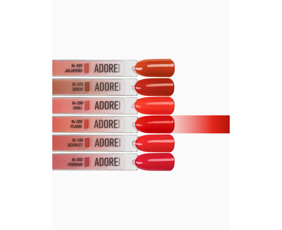 ADORE. Gel Polish, #288, Flame, 12 ml. Гель-лак, вогненно-червоний #4