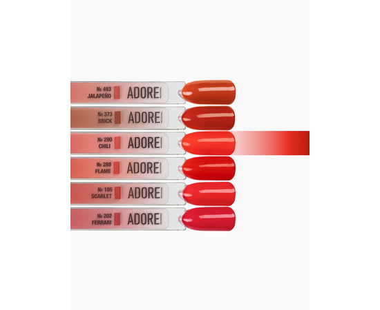 ADORE. Gel Polish, #290, Chili, 12 ml. Гель-лак, вогняний чілі #4