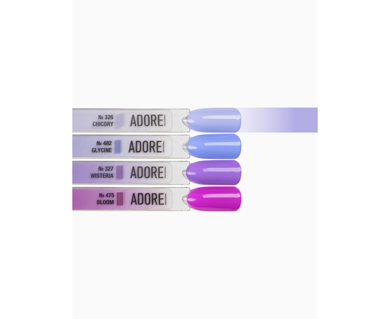 ADORE. Gel Polish, #326, Chicory, 12 ml. Гель-лак, бузковий з ніжним блакитним підтоном #4