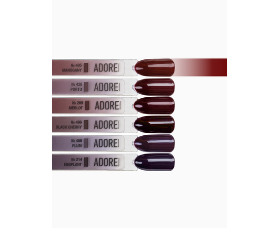 ADORE. Gel Polish, #495, Mahogany, 12 ml. Гель-лак, глибокий махагоновий #4
