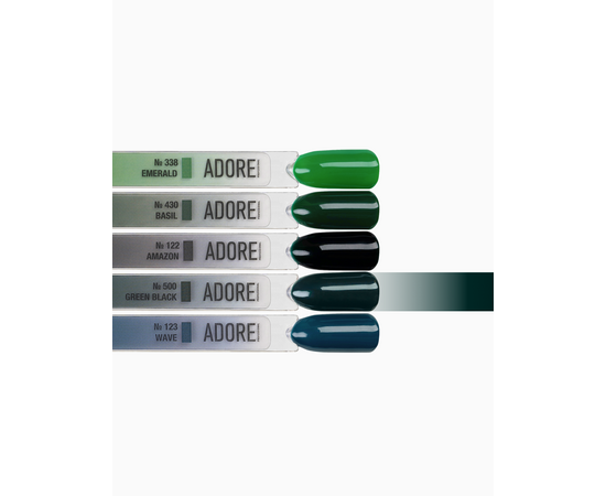 ADORE. Gel Polish, #500, Green black, 12 ml. Гель-лак, темний бутилочно-зелений #4