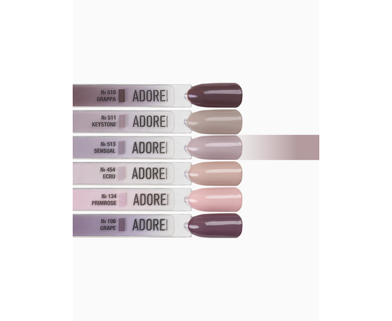 ADORE. Gel Polish, #513, Sensual, 12 ml. Гель-лак, сіро-ліловий світлий #4