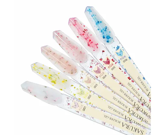 F.O.X. Sakura Builder Gel #005,15 ml. Трьохфазний гель для моделювання нігтів, з сухоцвітами #2