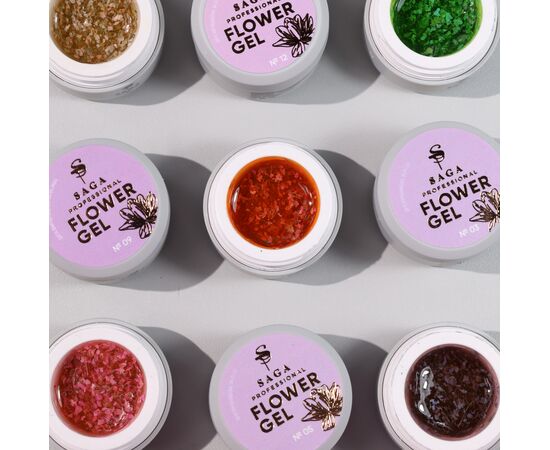 SAGA. Flower Gel, 5 ml, #02. Гель з сухоцвітами #8