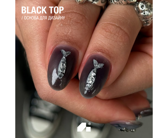 ADORE. Black Top coat, 15 ml. Вітражний топ, чорний #5
