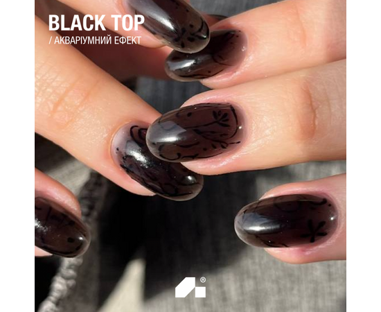 ADORE. Black Top coat, 15 ml. Вітражний топ, чорний #6